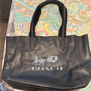 Coach Blue Leather Tote with Light Blue Logo